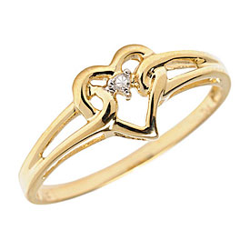 14K Yellow Gold Diamond Heart Ring