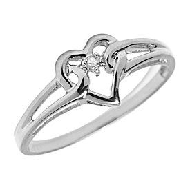 14K White Gold Diamond Heart Ring