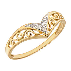 10K Yellow Gold Diamond Chevron Ring
