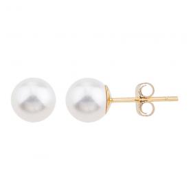 14k Yellow Gold 6mm AAA Quality Pearl Stud Earrings