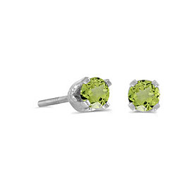 14k White Gold Round Peridot Screw-back Stud Earrings
