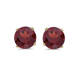 14k Yellow Gold Round Garnet Stud Earrings