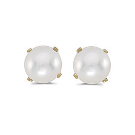 14k Yellow Gold Pearl Stud Earrings