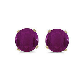 14k Yellow Gold Round Ruby Stud Earrings