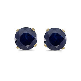 14k Yellow Gold Round Sapphire Stud Earrings