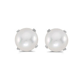 14k White Gold Pearl Stud Earrings