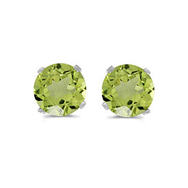 14k White Gold Round Peridot Stud Earrings