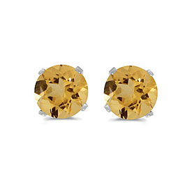 14k White Gold Round Citrine Stud Earrings
