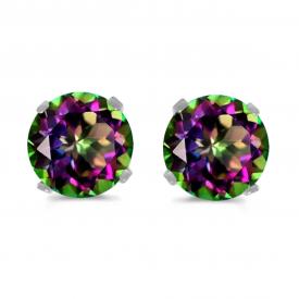 14k White Gold 5mm Round Mystic Topaz Stud Earrings