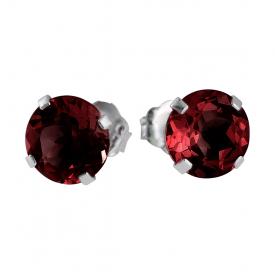 14k White Gold 6mm Round Garnet Stud Earrings (1.70 ct)