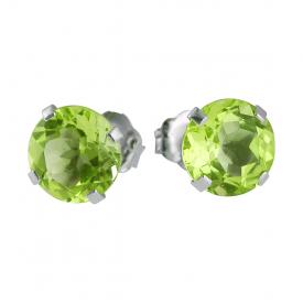 14k White Gold 6mm Round Peridot Stud Earrings (2.00 ct)