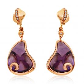 Rose Gold Pear Amethyst Earrings