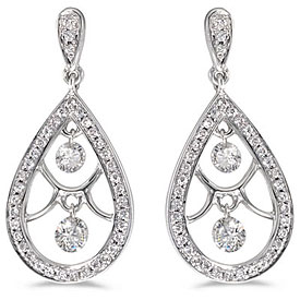 14K White Gold .60 ct Dashing Diamonds Earrings