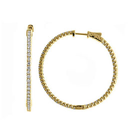 14K 2ct Yellow Gold Diamond Secure Lock 43 mm Hoop Earrings