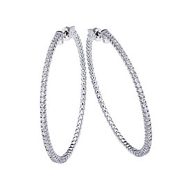 14K 1.2ct White Gold Diamond Secure Lock 50 mm Hoop Earrings