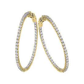 14K 3ct Yellow Gold Diamond Secure Lock 35 mm Hoop Earrings