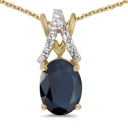 14k Yellow Gold Oval Garnet And Diamond Pendant