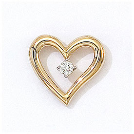 14K Yellow Gold Diamond Heart Pendant