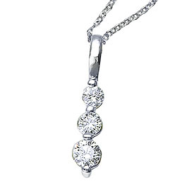 14k White Gold 0.25 Ct Three Stone Diamond Pendant