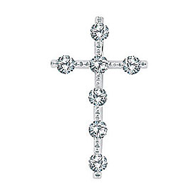 14K White Gold Diamond Cross Pendant
