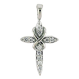 14K White Gold Diamond Cross Pendant