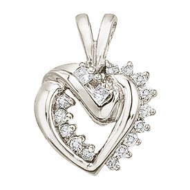 14K White Gold Diamond Heart Pendant