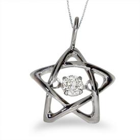 14K White Gold Dashing Diamonds Heartbeat Pendant