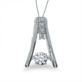 14K White Gold Dashing Diamonds Heartbeat Pendant