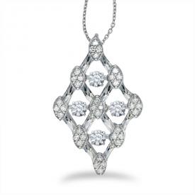 14K White Gold Dashing Diamonds Heartbeat Pendant