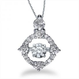 14K White Gold Dashing Diamonds Heartbeat Pendant