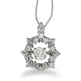 14K White Gold Dashing Diamonds Heartbeat Pendant