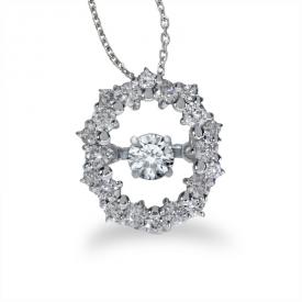 14K White Gold Dashing Diamonds Heartbeat Pendant