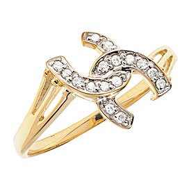 10K Yellow Gold Diamond Horseshoe Ring