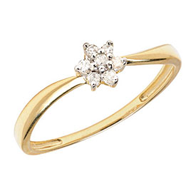14K Yellow Gold Diamond Cluster Ring
