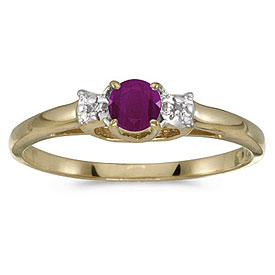 10k Yellow Gold Round Ruby And Diamond Ring
