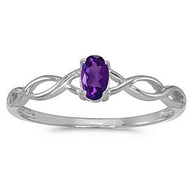 10k White Gold Oval Amethyst Ring