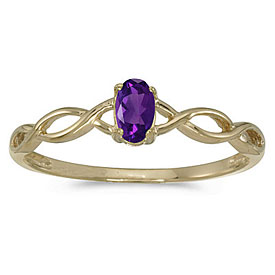 14k Yellow Gold Oval Amethyst Ring