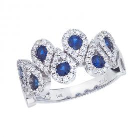 14k White Gold Sapphire and Diamond Fashion Ring