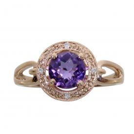 14k Rose Gold Amythest Fashion Ring