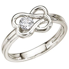 14K White Gold Knot .25 Ct Diamond Ring