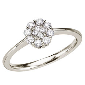 14K White Gold Diamond Clustaire Ring
