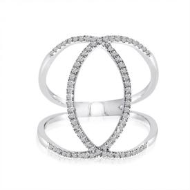 14k White Gold Negative Space Marquise Shaped Diamond Fashion Ring