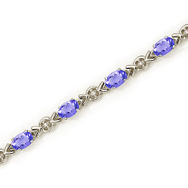 14K White Gold Oval Tanzanite and Diamond Bracelet