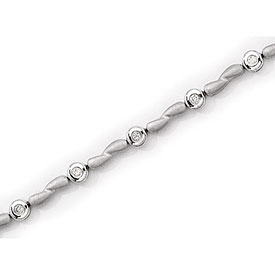 14K White Gold Diamond Bezel Bracelet