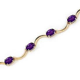 10K Yellow Gold Oval Amethyst Bracelet