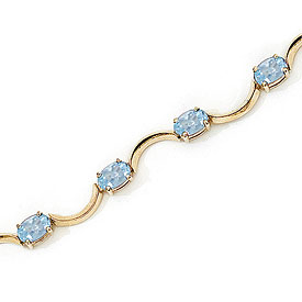 10K Yellow Gold Oval Aquamarine Bracelet