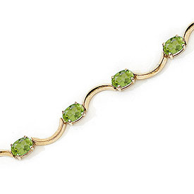 10K Yellow Gold Oval Peridot Bracelet