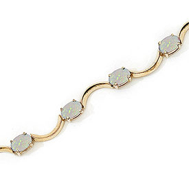 10K Yellow Gold Oval Opal Bracelet
