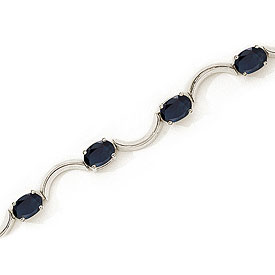 10K White Gold Oval Sapphire Bracelet