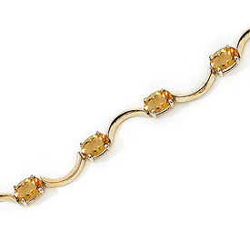 14K Yellow Gold Oval Citrine Bracelet